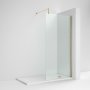 Nuie Wet Room Screen 1850mm x 900mm Wide with Support Bar 8mm Glass - Brushed Brass