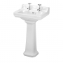 Nuie Carlton Basin and Full Pedestal 560mm Wide - 2 Tap Hole