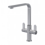 Nuie Churni Mono Kitchen Sink Mixer Tap Dual Lever Handle - Brushed Nickel