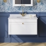 Classique 800mm 1-Drawer Wall Hung Vanity Unit with Marble Top Basin
