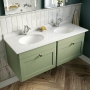 Classique 1200mm 2-Drawer Wall Hung Vanity Unit with Twin Marble Top Basin