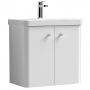 Nuie Core Wall Hung 2-Door Vanity Unit with Thin Edge Basin 600mm Wide - Gloss White