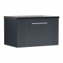 Nuie Deco Wall Hung 1-Drawer Vanity Unit with Sparkling Black Worktop 600mm Wide - Satin Anthracite
