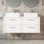 Deco Twin 1200mm 4-Drawer Wall Hung Vanity Unit with Countertop
