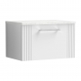 Nuie Deco Wall Hung 1-Drawer Vanity Unit with Sparkling White Worktop 600mm Wide - Satin White