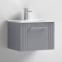 Nuie Deco Wall Hung 1-Drawer Vanity Unit with Basin-2 500mm Wide - Satin Grey