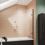 Nuie Square Hinged Fluted Bath Screen 1520mm H x 830mm W - 8mm Glass