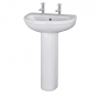 Nuie Ivo Basin and Full Pedestal 555mm Wide - 2 Tap Hole