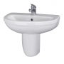 Nuie Ivo Basin and Semi Pedestal 555mm Wide - 1 Tap Hole