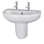 Nuie Ivo Basin and Semi Pedestal 555mm Wide - 2 Tap Hole