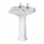 Nuie Legend Basin and Full Pedestal 590mm Wide - 2 Tap Hole