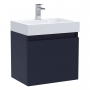 Nuie Merit Wall Hung 1-Door Vanity Unit with L-Shaped Basin 500mm Wide - Midnight Blue