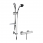 Nuie Minimalist Thermostatic Bar Shower Valve with Luxury Curved Slider Rail Kit - Chrome