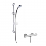 Nuie Minimalist Thermostatic Bar Shower Valve with Classic Multi Function Slider Rail Kit - Chrome