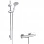 Nuie Minimalist Thermostatic Bar Shower Valve with Water Saving Slider Rail Kit - Chrome