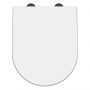 Nuie Luxury D-Shaped Toilet Seat with Soft Close Quick Release Hinges Black Cover Cap 370mm Wide - White