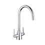 Nuie Nila Kitchen Sink Mixer Tap Dual Lever Handle - Chrome