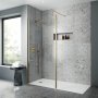 Nuie Outer Framed Wetroom Screen 1000mm W x 1850mm H with Support Bar 8mm Glass - Brushed Brass