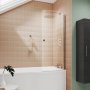 Nuie Curved P-Shaped Hinged Bath Screen with Knob 1433mm H x 715mm W - 6mm Glass