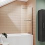 Nuie Curved P-Shaped Hinged Bath Screen with Towel Bar 1430mm H x 715mm W - 6mm Glass