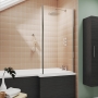 Nuie Pacific Chrome Framed Square Fixed Bath Screen with Return Panel 1400mm H x 815mm W - 6mm Glass