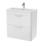 Nuie Parade Floor Standing 2-Drawer Vanity Unit with Polymarble Basin 800mm Wide - Gloss White