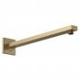 Nuie Windon Rectangular Wall Mounted Shower Arm 410mm Length - Brushed Brass