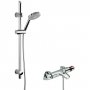 Nuie Reef Thermostatic Bath Shower Mixer with Slim Single Function Slider Rail Kit - Chrome