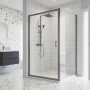Rene Brushed Pewter Sliding Door Rectangular Shower Enclosure - 6mm Glass