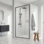 Rene Brushed Pewter Sliding Shower Door - 6mm Glass