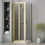 Rene Brushed Brass Bi-Fold Shower Door - 4mm Glass