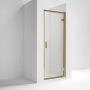 Nuie Rene Hinged Shower Door 900mm Wide with Brushed Brass Profile - 6mm Glass