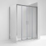 Rene Polished Chrome Double Sliding Door Rectangular Shower Enclosure - 6mm Glass