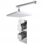 Nuie Sanford Twin Square Thermostatic Concealed Shower Valve with Fixed Head and Arm - Chrome