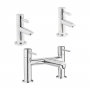 Nuie Series 2 Basin Taps and Bath Filler Tap Pillar Mounted - Chrome