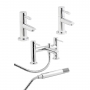 Nuie Series 2 Basin Taps and Bath Shower Mixer Tap Pillar Mounted - Chrome