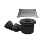 Nuie Square Black Shower Tray Waste with Brushed Pewter Grill