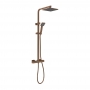 Nuie Square Thermostatic Bar Mixer Shower with Shower Kit and Fixed Head - Brushed Bronze