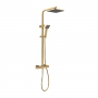 Nuie Square Bar Mixer Shower with Shower Kit and Fixed Head - Brushed Brass