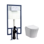 Nuie Round Wall Hung Pan with White Flush Plate and 5-in-1 Frame (including Soft Close Seat)