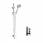 Nuie Vertical Thermostatic Bar Shower Valve with Water Saving Slider Rail Kit - Chrome