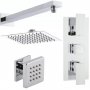 Nuie Vibe Concealed Thermostatic Triple Shower Valve with Fixed Shower Head and Body Jet - Chrome