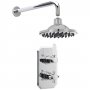 Nuie Victorian Twin Square Thermostatic Concealed Shower Valve with Fixed Head and Arm - Chrome
