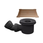 Nuie Square Black Shower Tray Waste with Brushed Bronze Grill