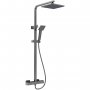 Nuie Windon Square Thermostatic Bar Mixer Shower with Shower Kit and Fixed Head - Brushed Pewter