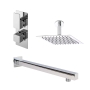 Nuie Windon Thermostatic Twin Square Concealed Shower Valve with Fixed Head and Arm - Chrome
