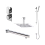 Nuie Windon Thermostatic Twin Concealed Complete Mixer Shower with Diverter - Chrome