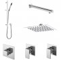 Nuie Windon Thermostatic Concealed Mixer Shower with Shower Kit + Fixed Head Stop Tap and Diverter