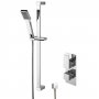 Nuie Windon Twin Square Thermostatic Concealed Shower Valve with Slider Rail Kit - Chrome