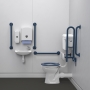 Nymas Low Level Disabled Toilet Doc M Pack White - Dark Blue Grab Rails